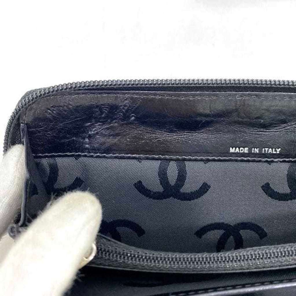 Chanel Black Leather Long Wallet (Bi-Fold)