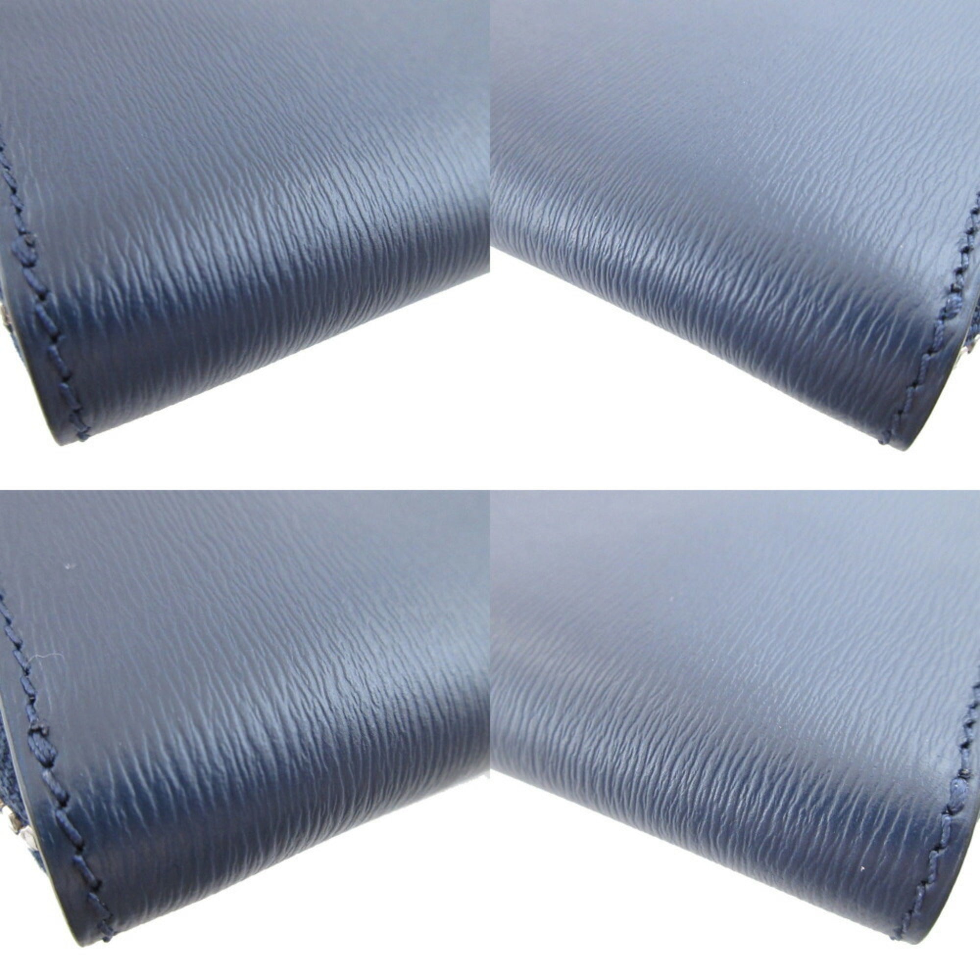 Burberry Navy Leather Long Wallet (Bi-Fold)
