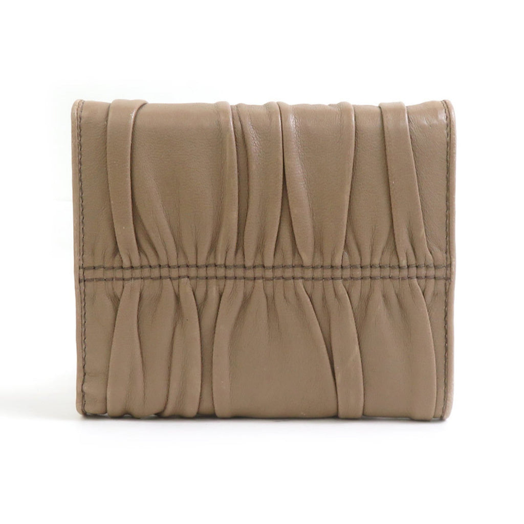 Prada Beige Leather Wallet (Tri-Fold)