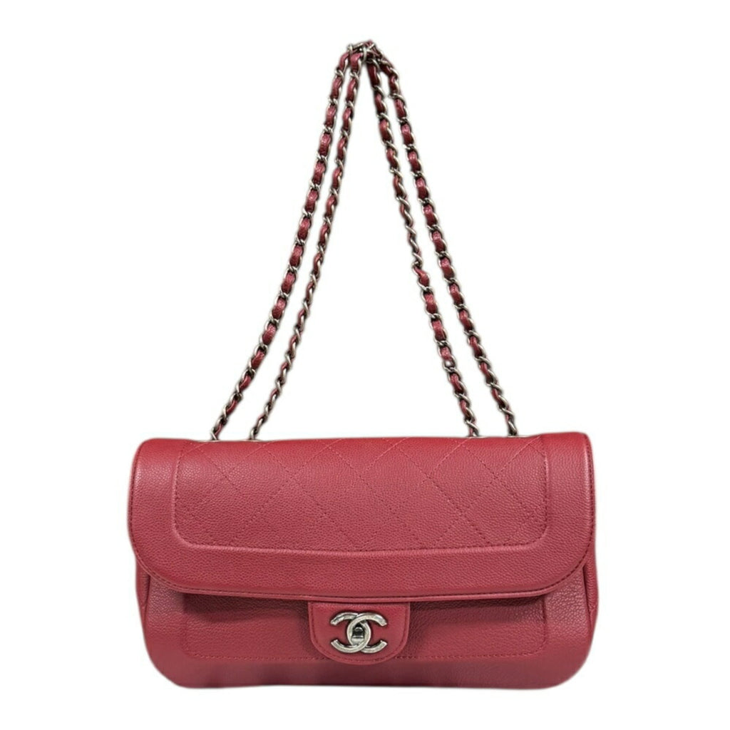 Chanel Matelasse Red Color Leather Shoulder Bag