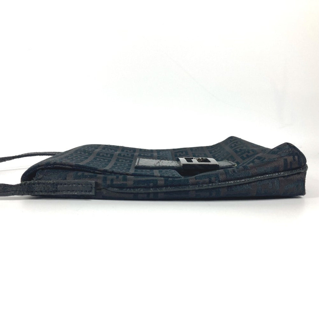 Fendi Black Canvas Leather Pochette Shoulder Bag