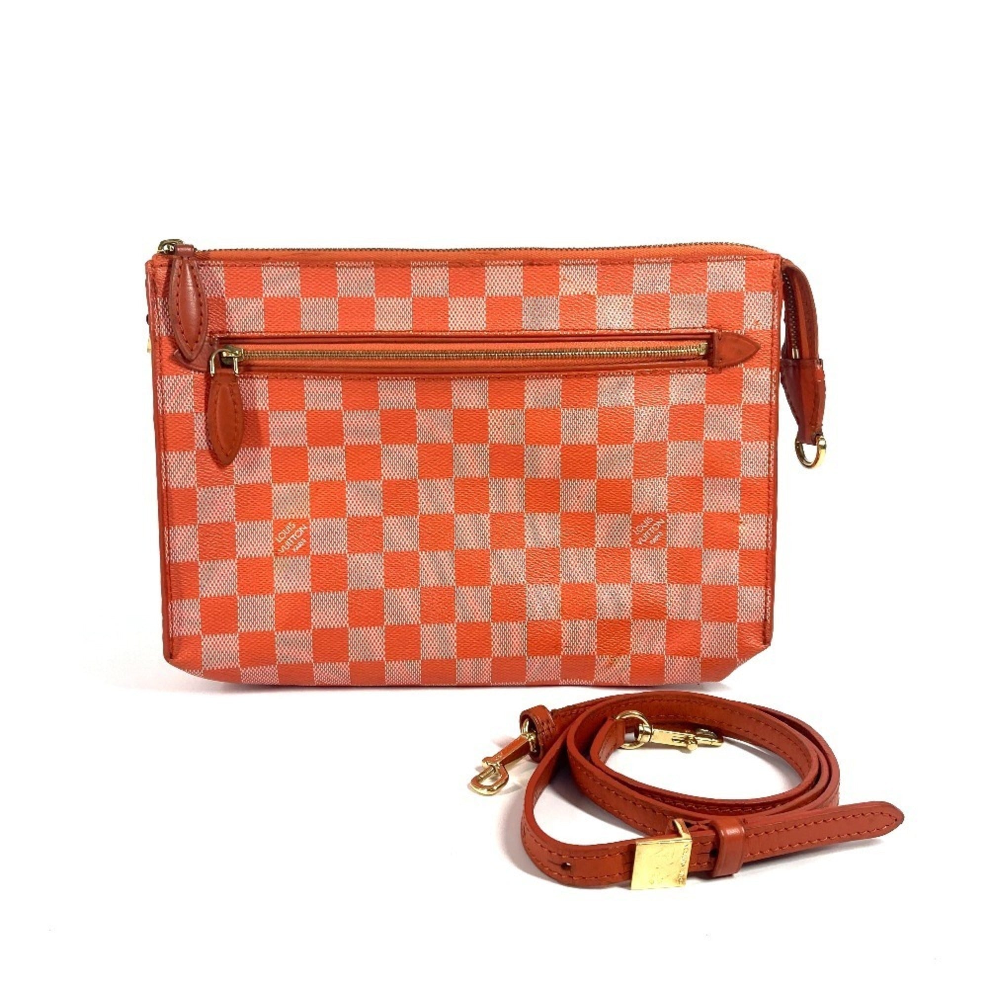 Louis Vuitton Damier Orange Pimont Damier Canvas Clutch Bag Pouch Shoulder Bag
