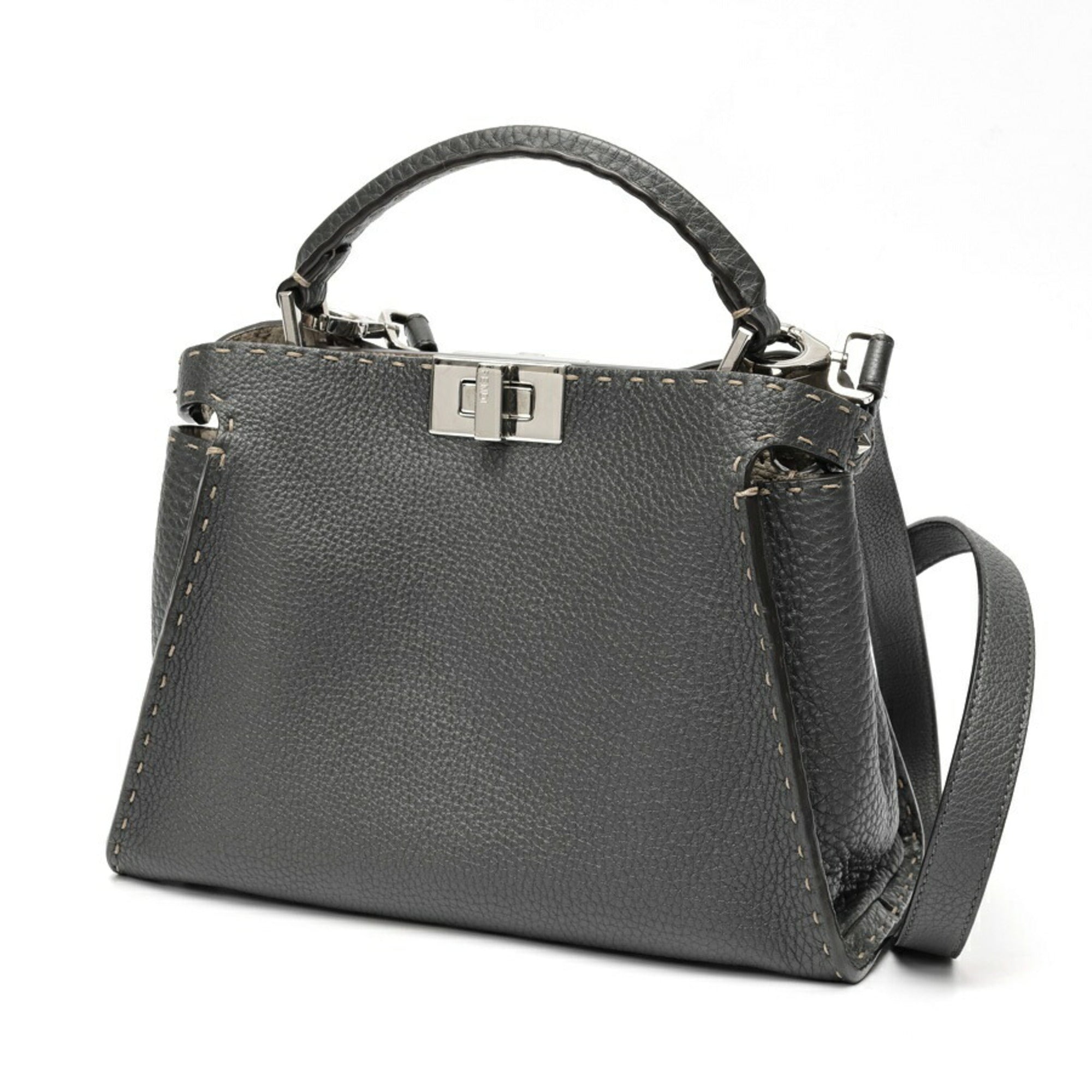 Fendi Gray Leather Handbag