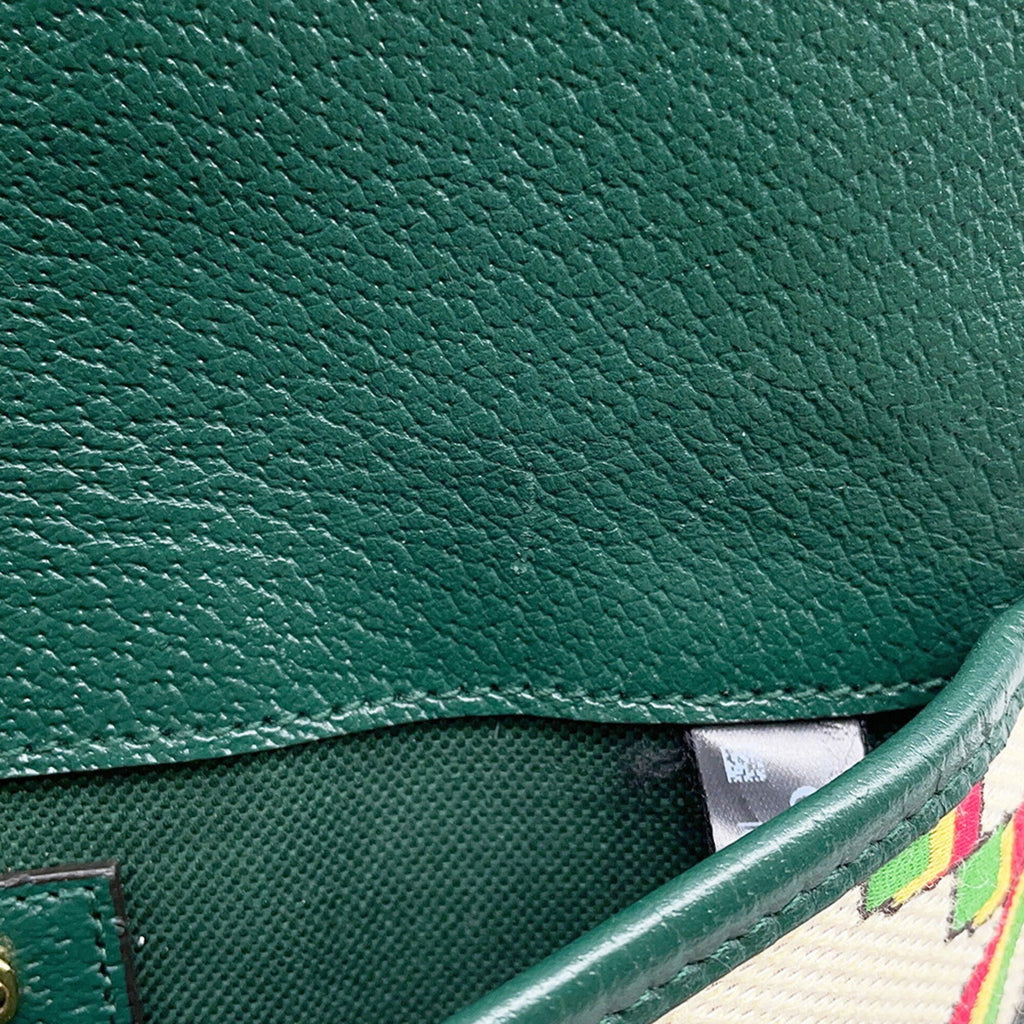 Gucci Beige Green Canvas Handbag Sling Bag (Pre-Owned)