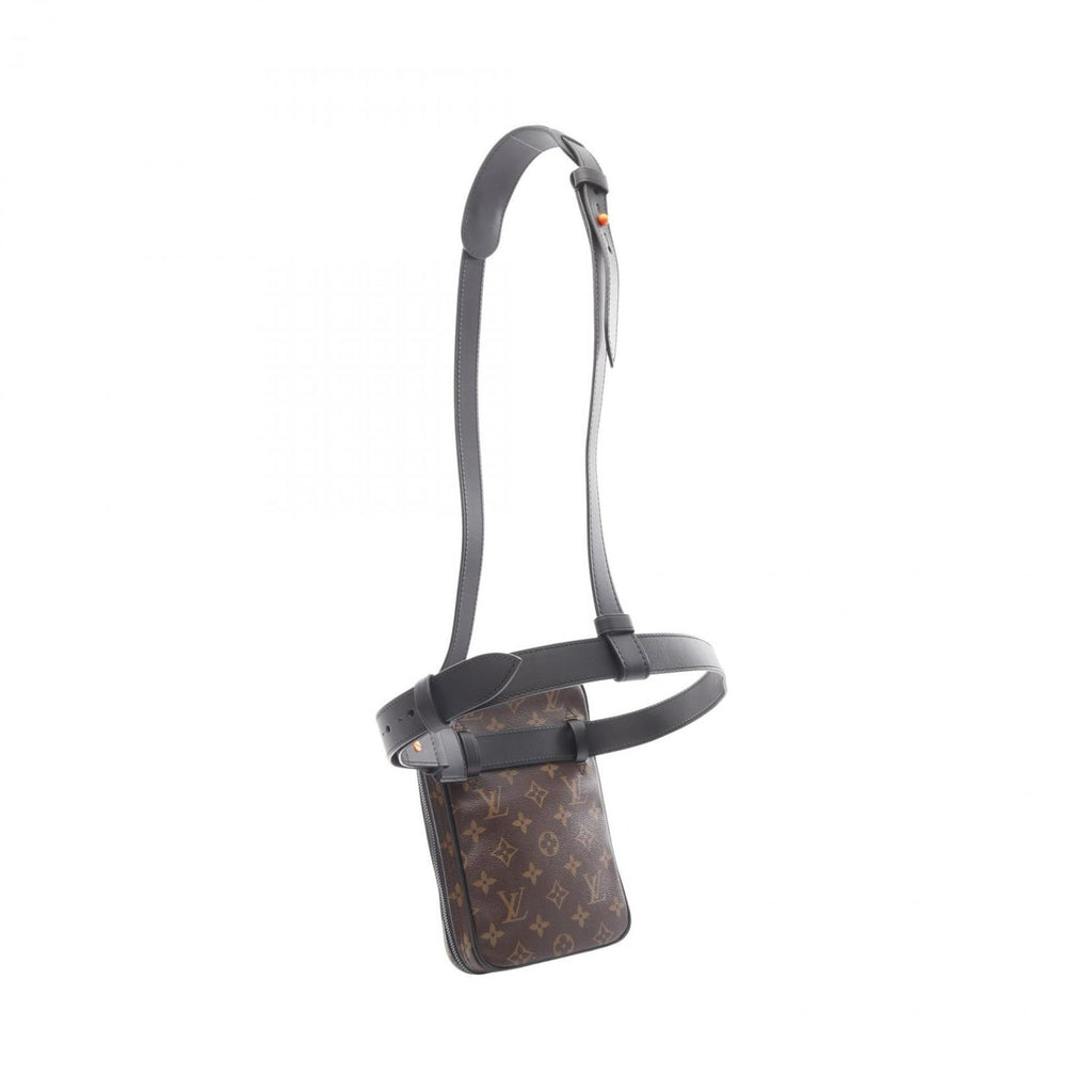 Louis Vuitton Black Brown Monogram Coated Canvas Leather Fanny Pack Sling Bag