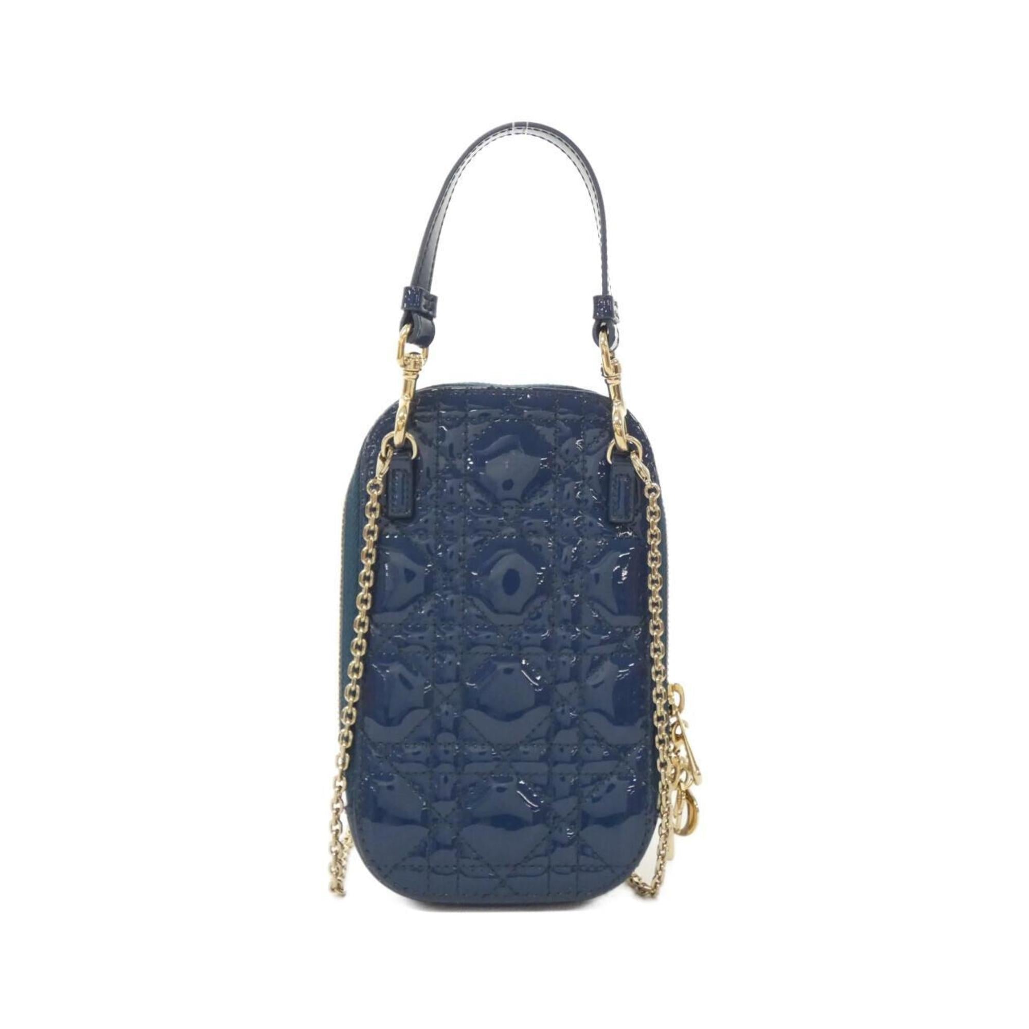 Christian Dior Blue Leather Handbag Pouch Shoulder Bag (Pre-Owned)