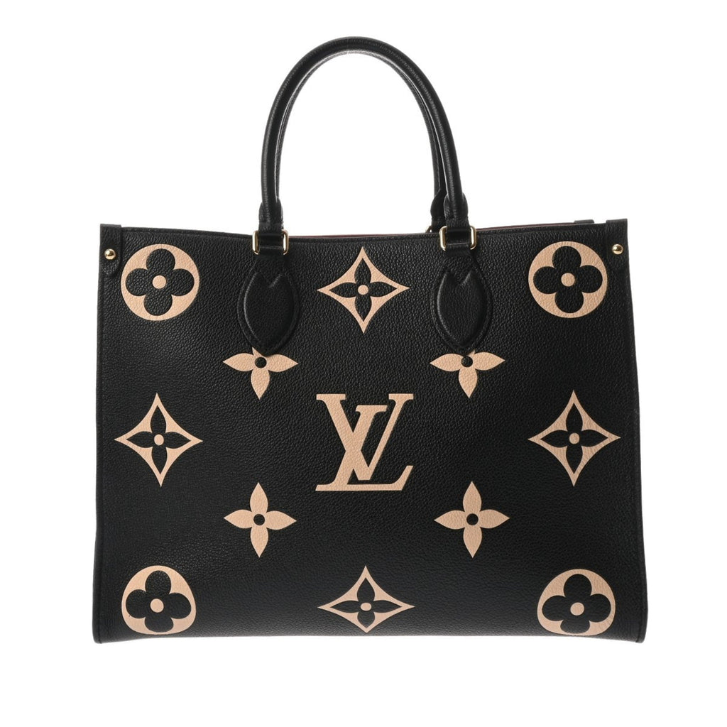 Louis Vuitton Beige Black Leather Handbag