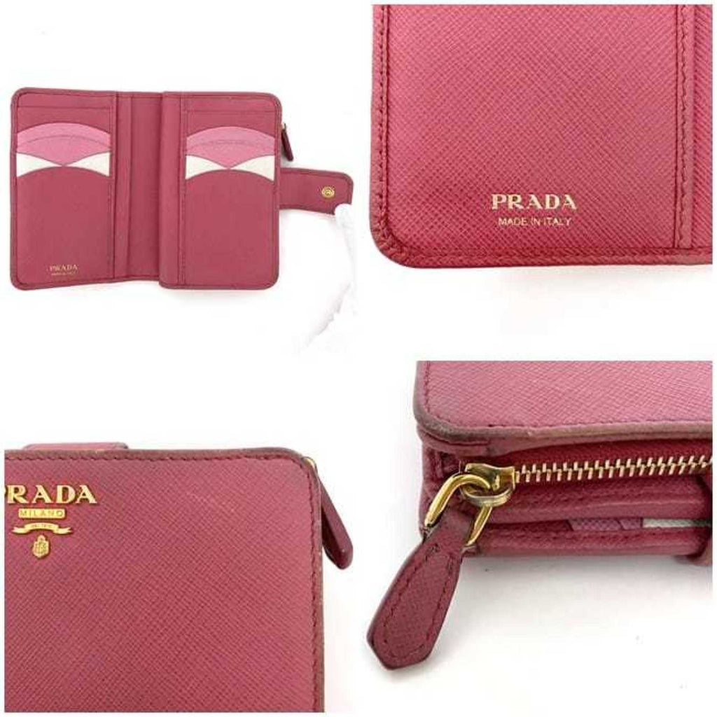 Prada Pink Saffiano Metal Wallet (Bi-Fold)