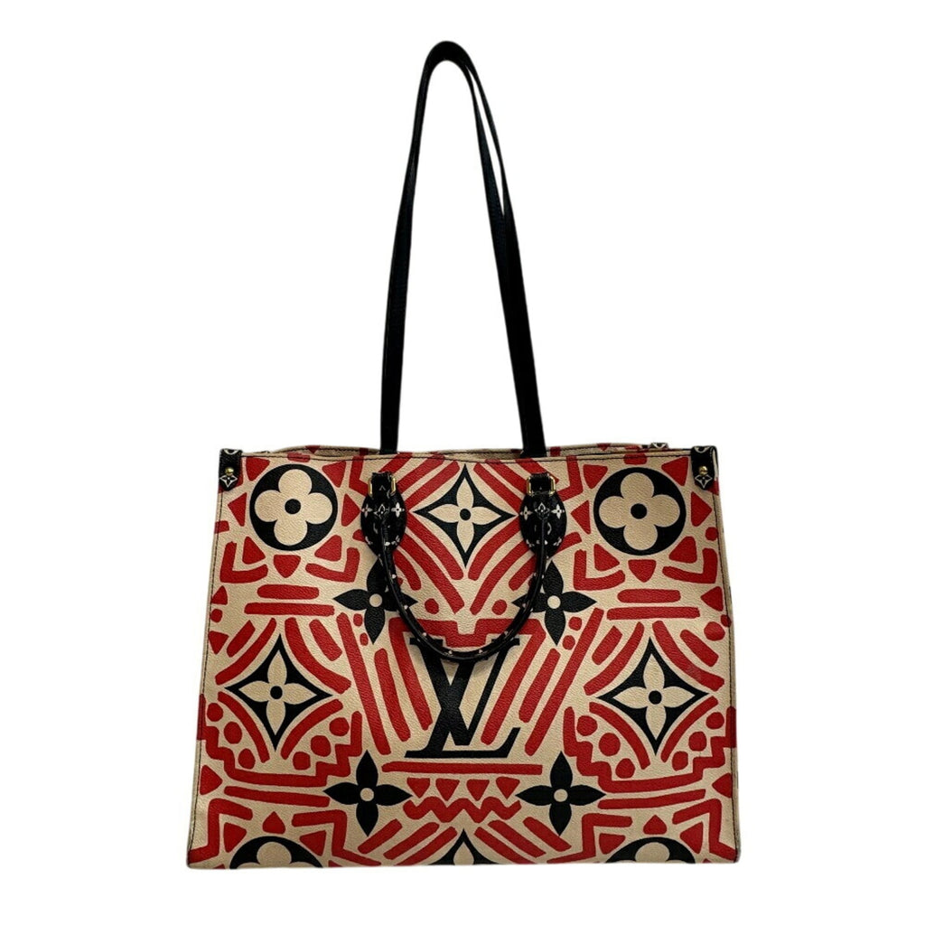 Louis Vuitton Beige Black Multi-Color Red Color Leather Handbag Shoulder Bag Tote Bag