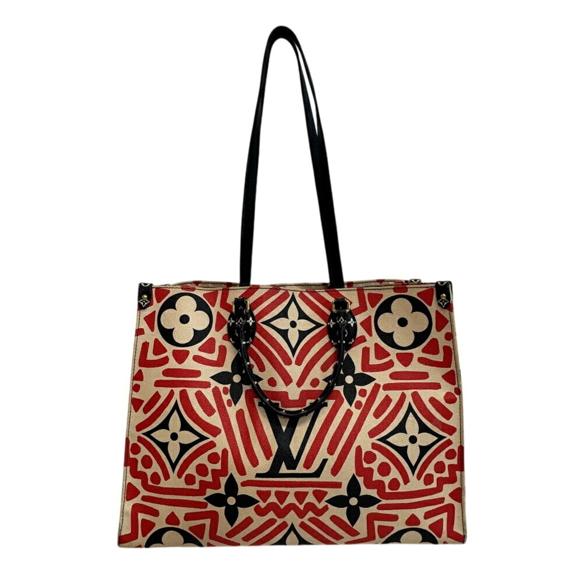Louis Vuitton Beige Black Multi-Color Red Color Leather Handbag Shoulder Bag Tote Bag