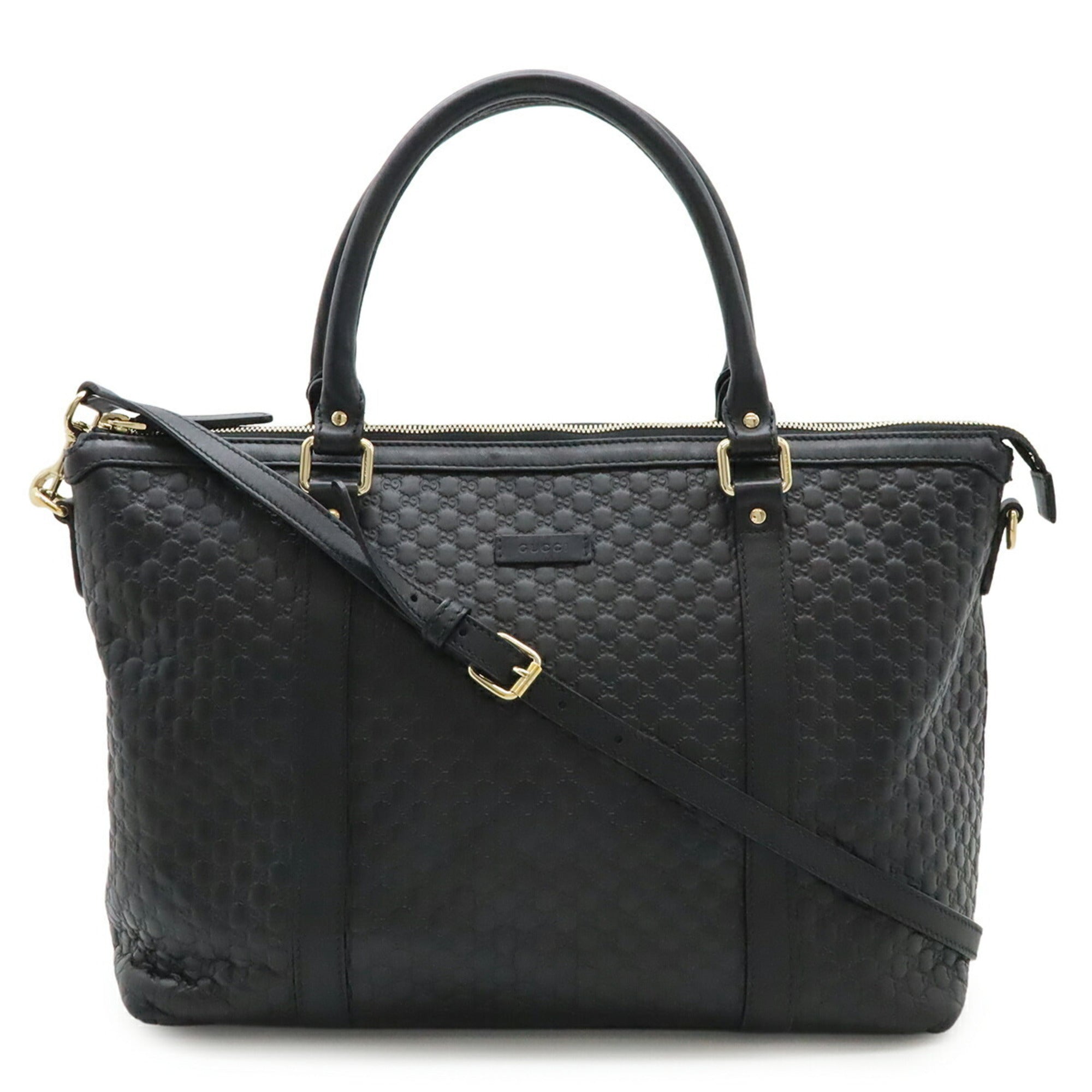 Gucci Black Micro Gg Leather Shoulder Bag Tote Bag (Pre-Owned)