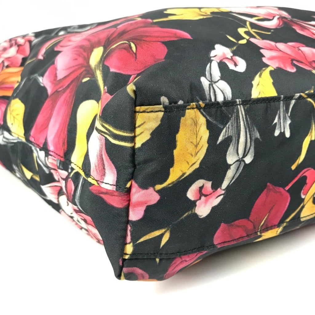 Prada Black Multi-Color Leather Nylon Handbag Shoulder Bag Tote Bag
