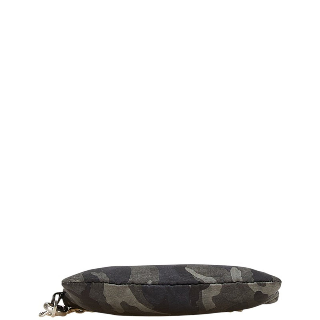 Prada Black Camouflage Gray Nylon Leather Coin Purse/Coin Case