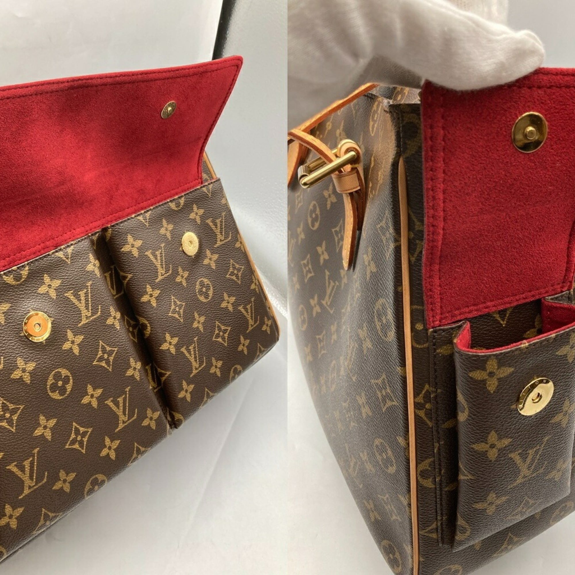 Louis Vuitton Brown Pvc Leather Handbag