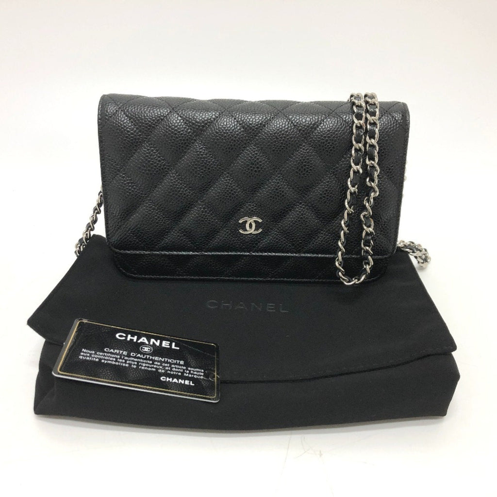 Chanel Black Caviar Leather Shoulder Bag