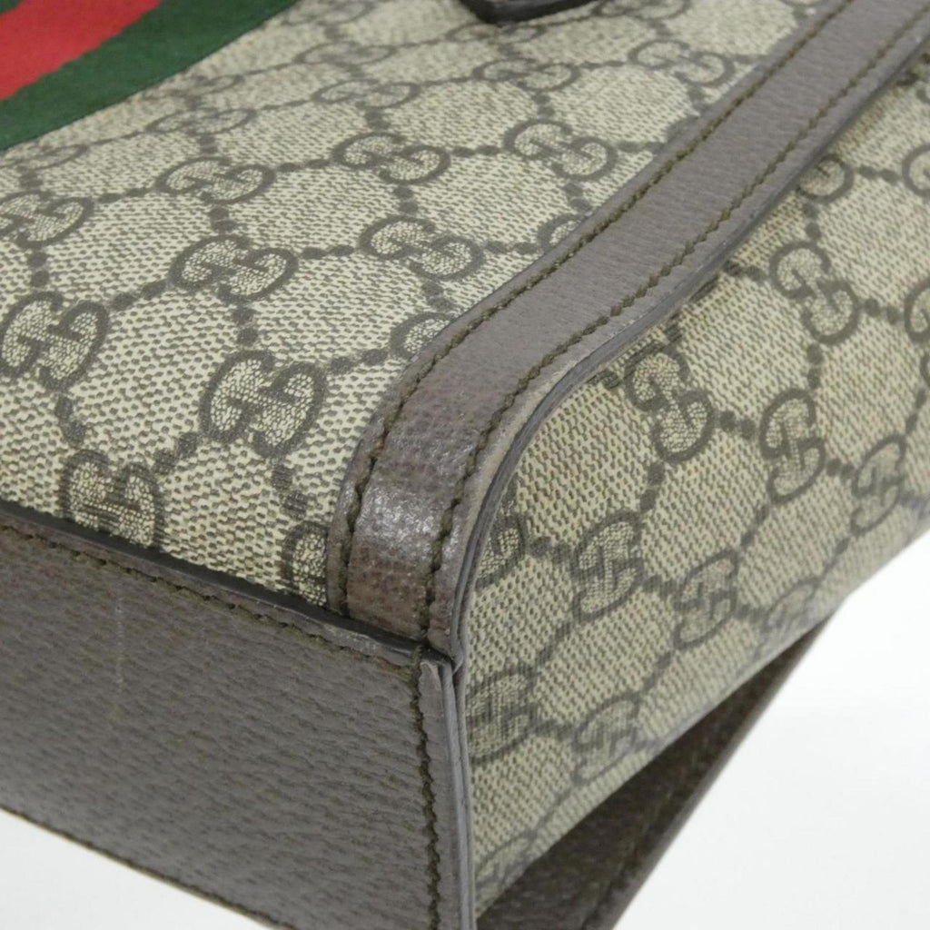 Gucci Beige Brown Gg Supreme Canvas Leather Handbag (Pre-Owned)