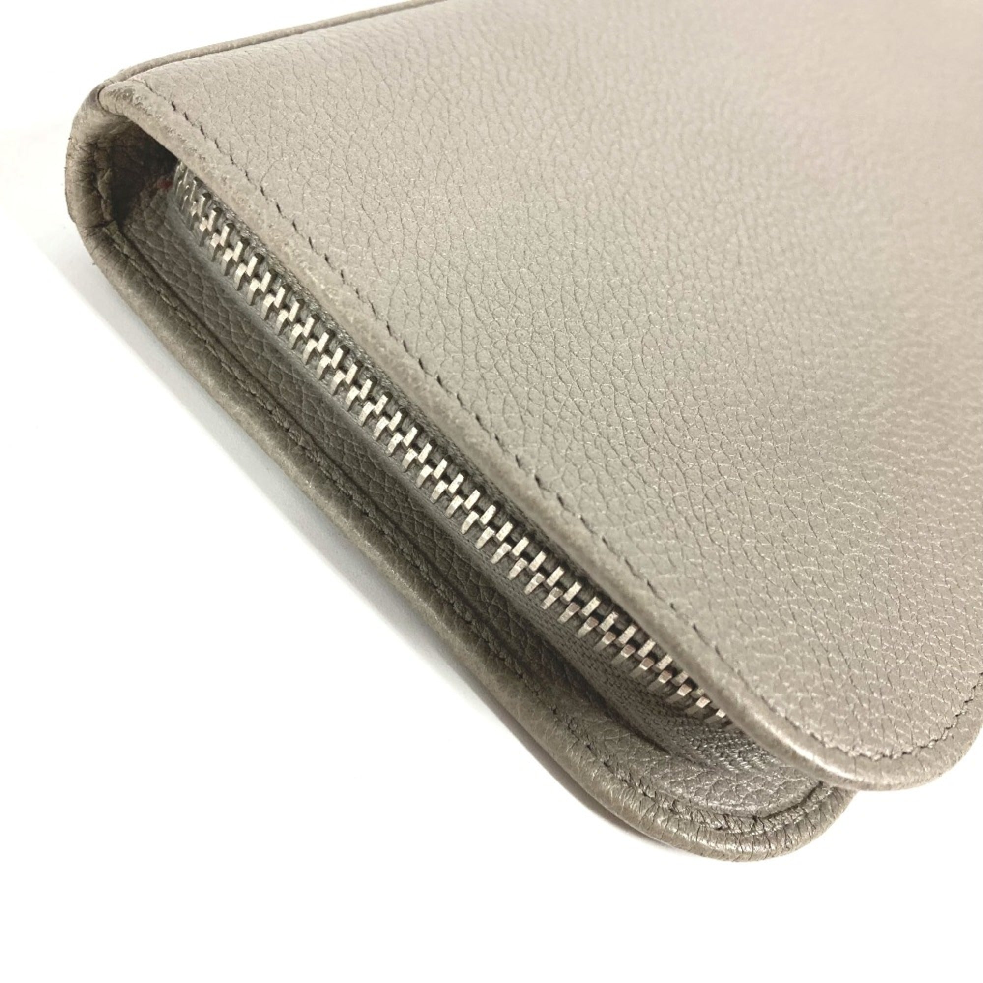 Saint Laurent Gray Leather Long Wallet (Bi-Fold) (Pre-Owned)