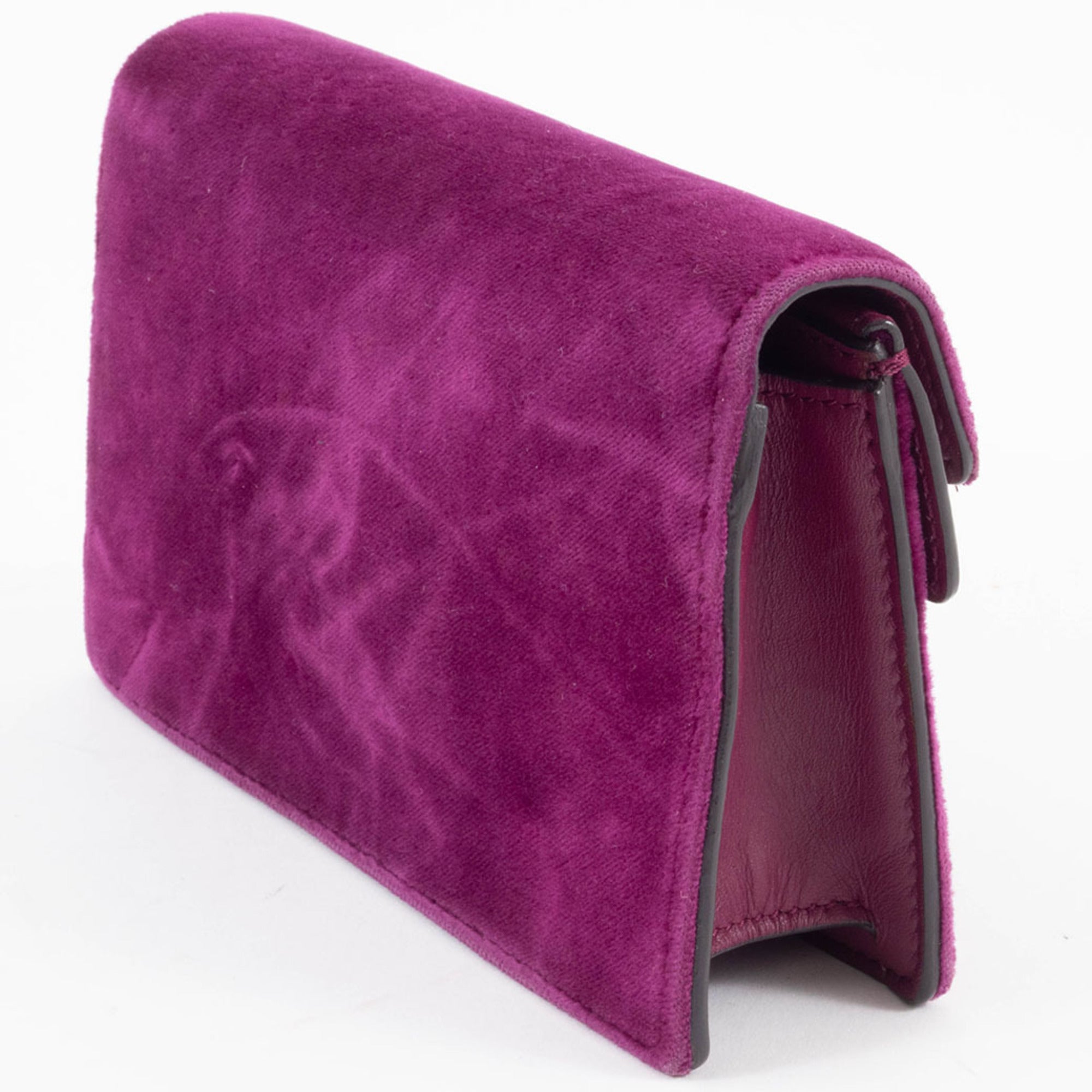 Gucci Purple Velvet Leather Shoulder Bag (Pre-Owned)