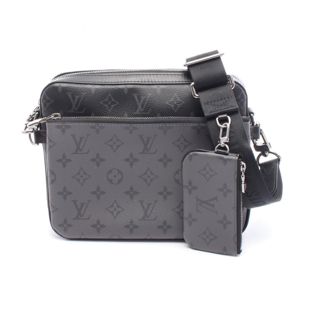 Louis Vuitton Black Gray Coated Canvas Leather Shoulder Bag