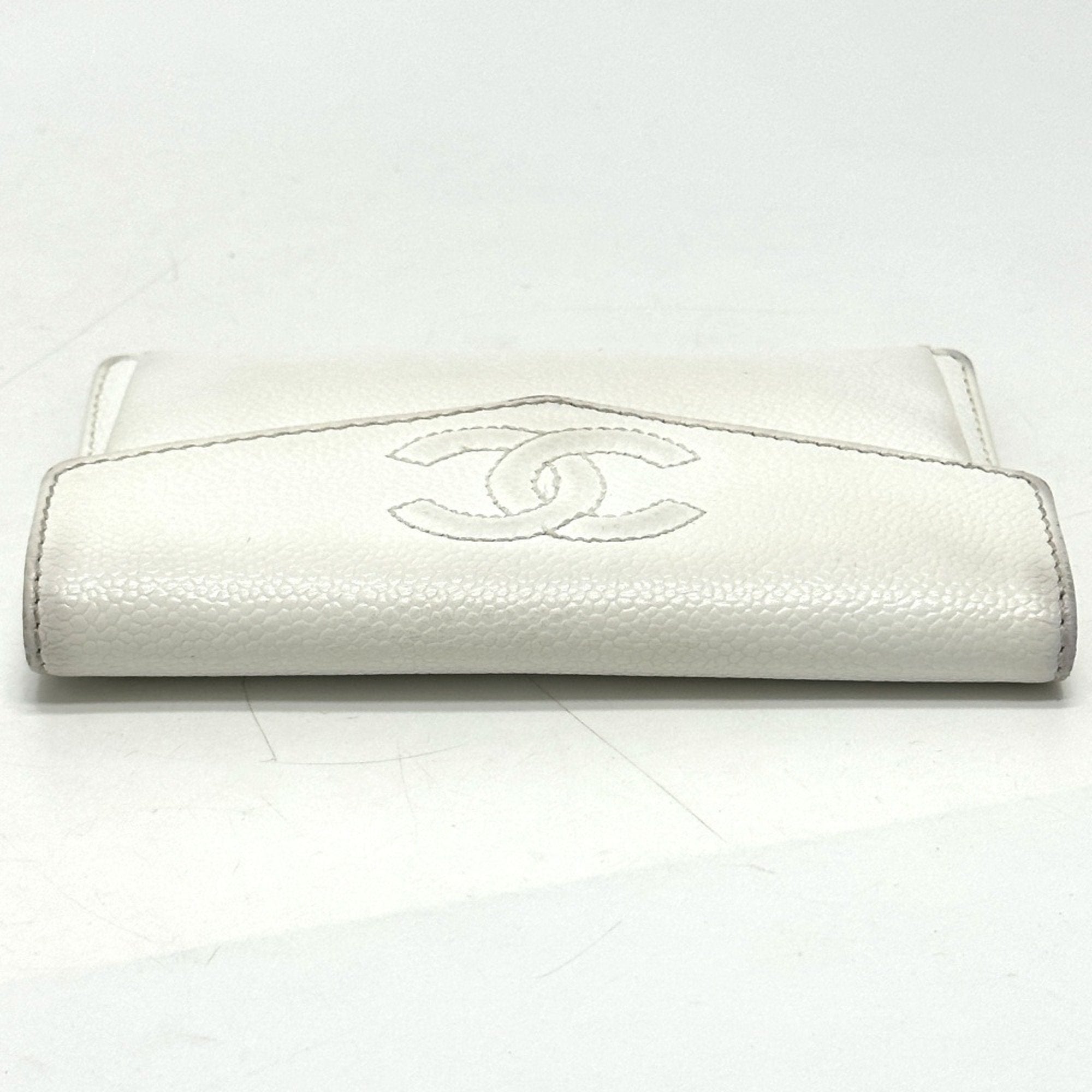 Chanel White Grained Calfskin Wallet (Bi-Fold)