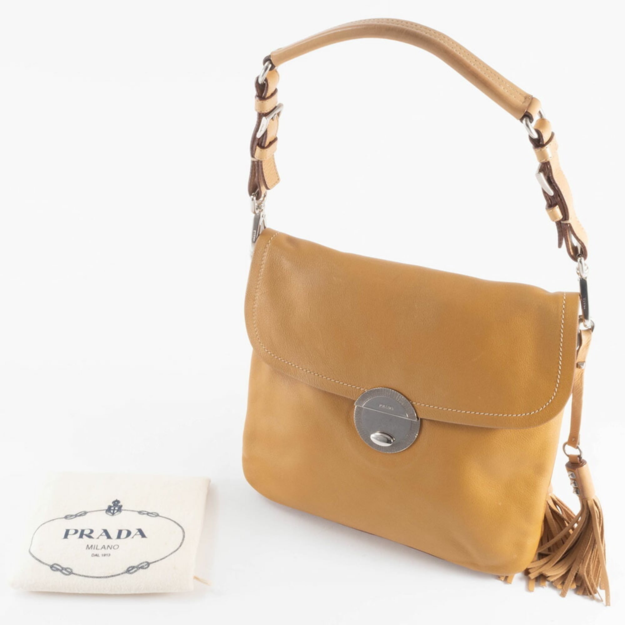 Prada Camel Leather Shoulder Bag