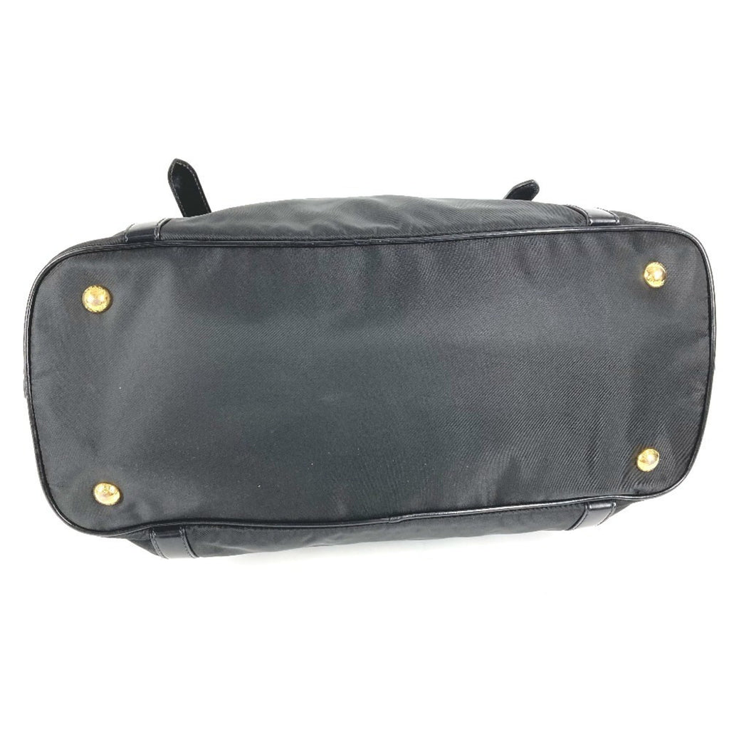 Prada Black Leather Nylon Handbag Shoulder Bag Tote Bag