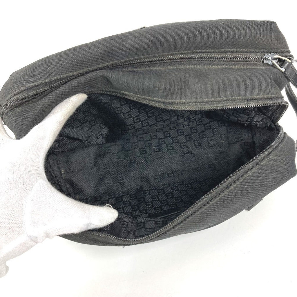 Gucci Black Canvas Leather Clutch Bag Pouch (Pre-Owned)