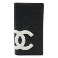 Chanel Black Pink White Leather Long Wallet (Bi-Fold)