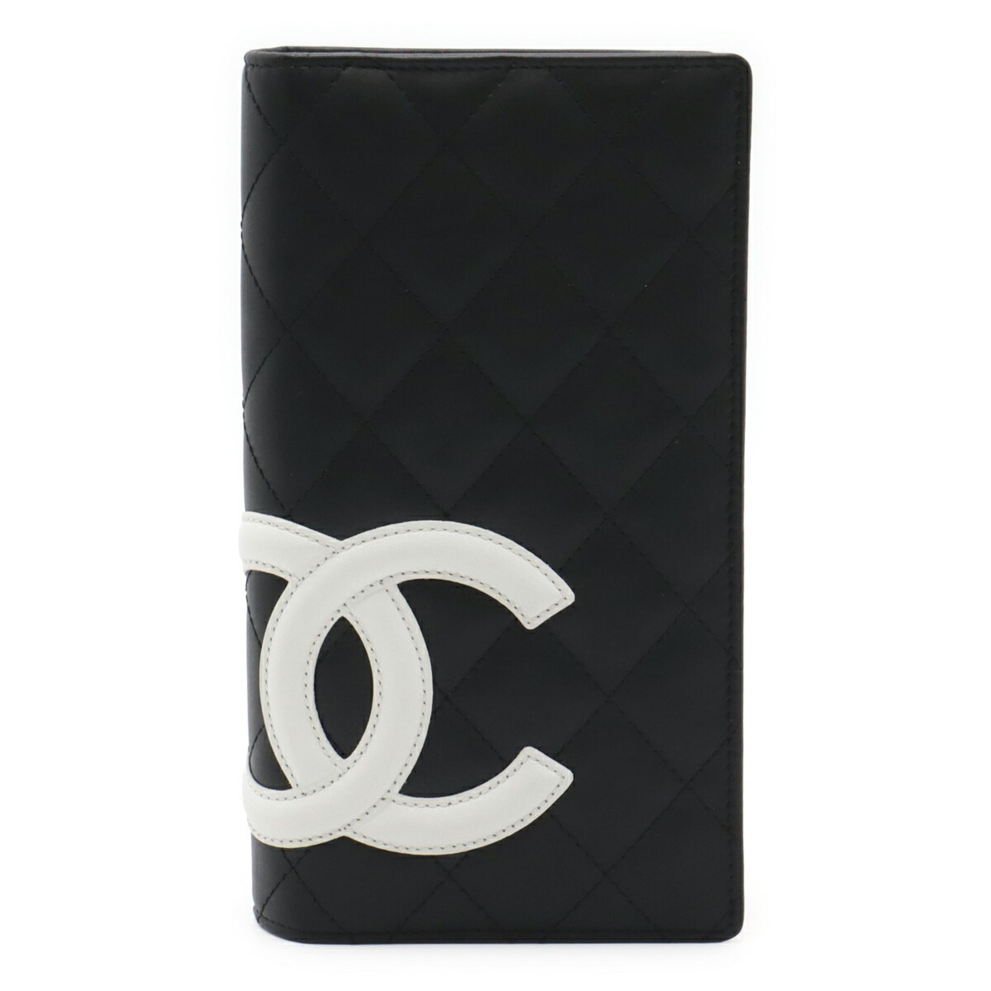 Chanel Black Pink White Leather Long Wallet (Bi-Fold)