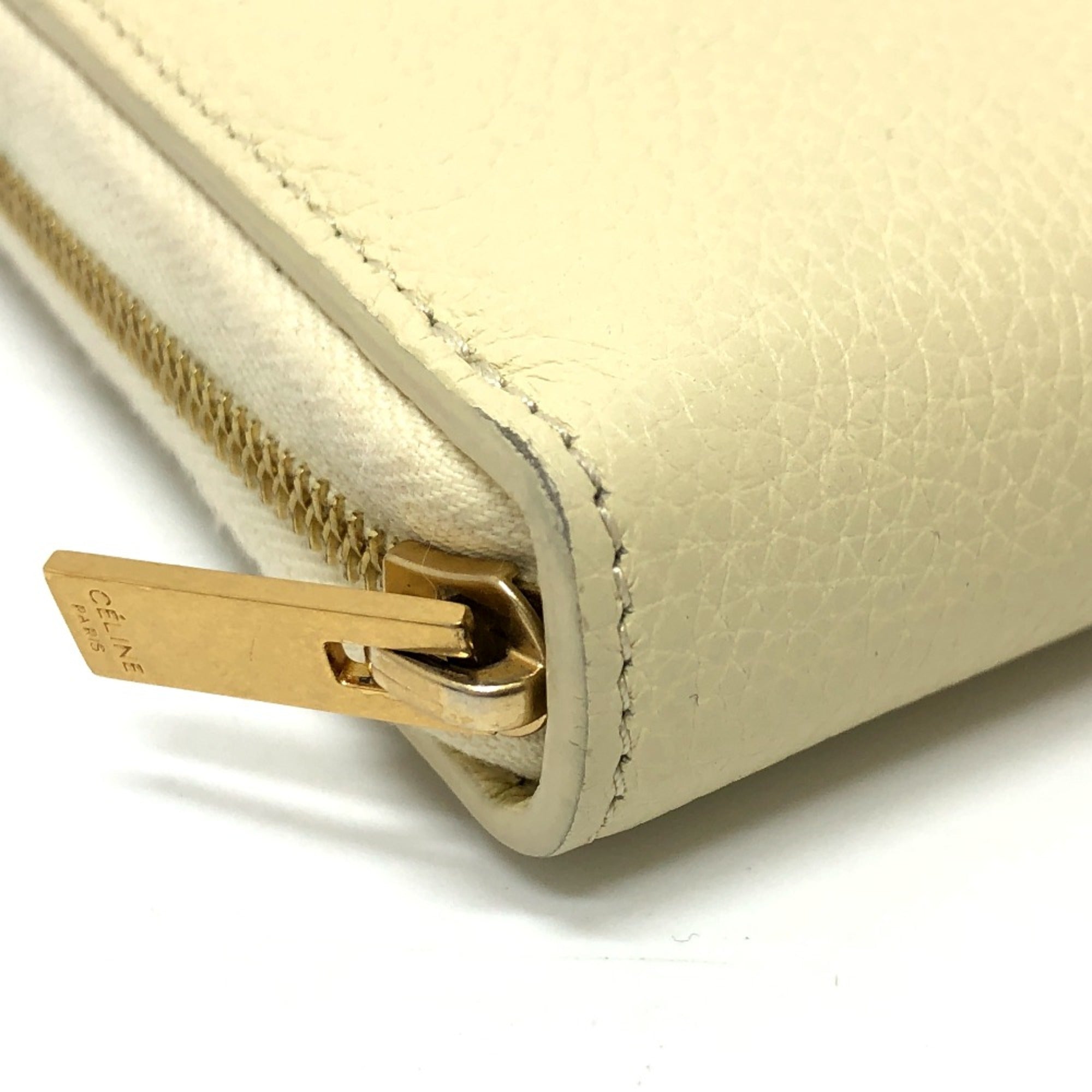 Celine Beige Leather Long Wallet (Bi-Fold)