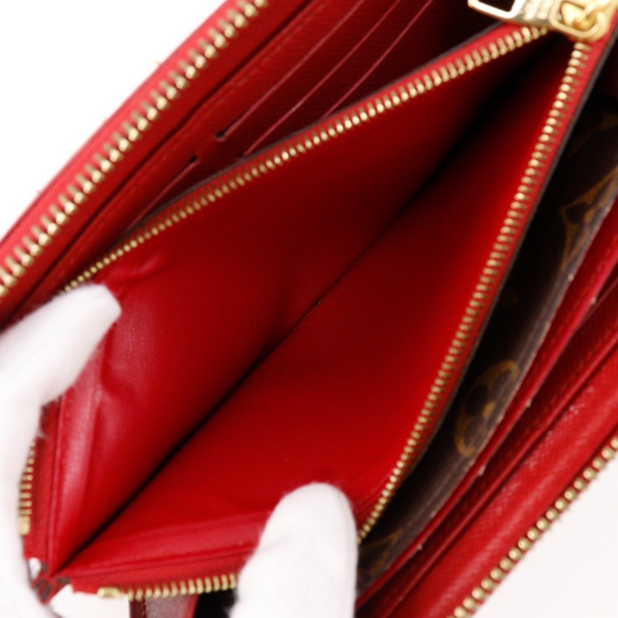 Louis Vuitton Monogram Brown Cerise Red Color Monogram Long Wallet