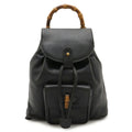 Gucci Black Bamboo Leather Backpack Shoulder Bag (Pre-Owned)