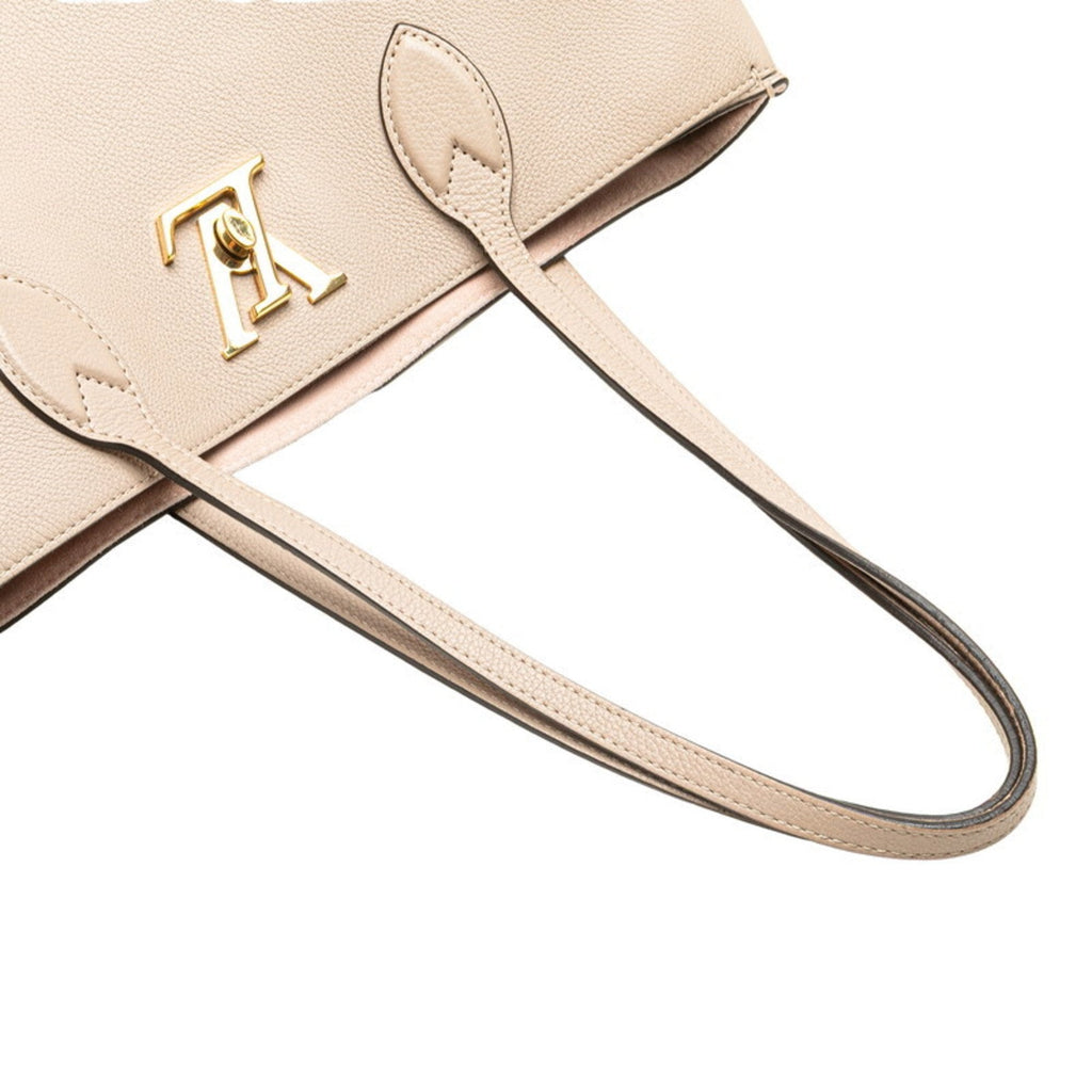 Louis Vuitton Beige Grayish Leather Shoulder Bag Tote Bag