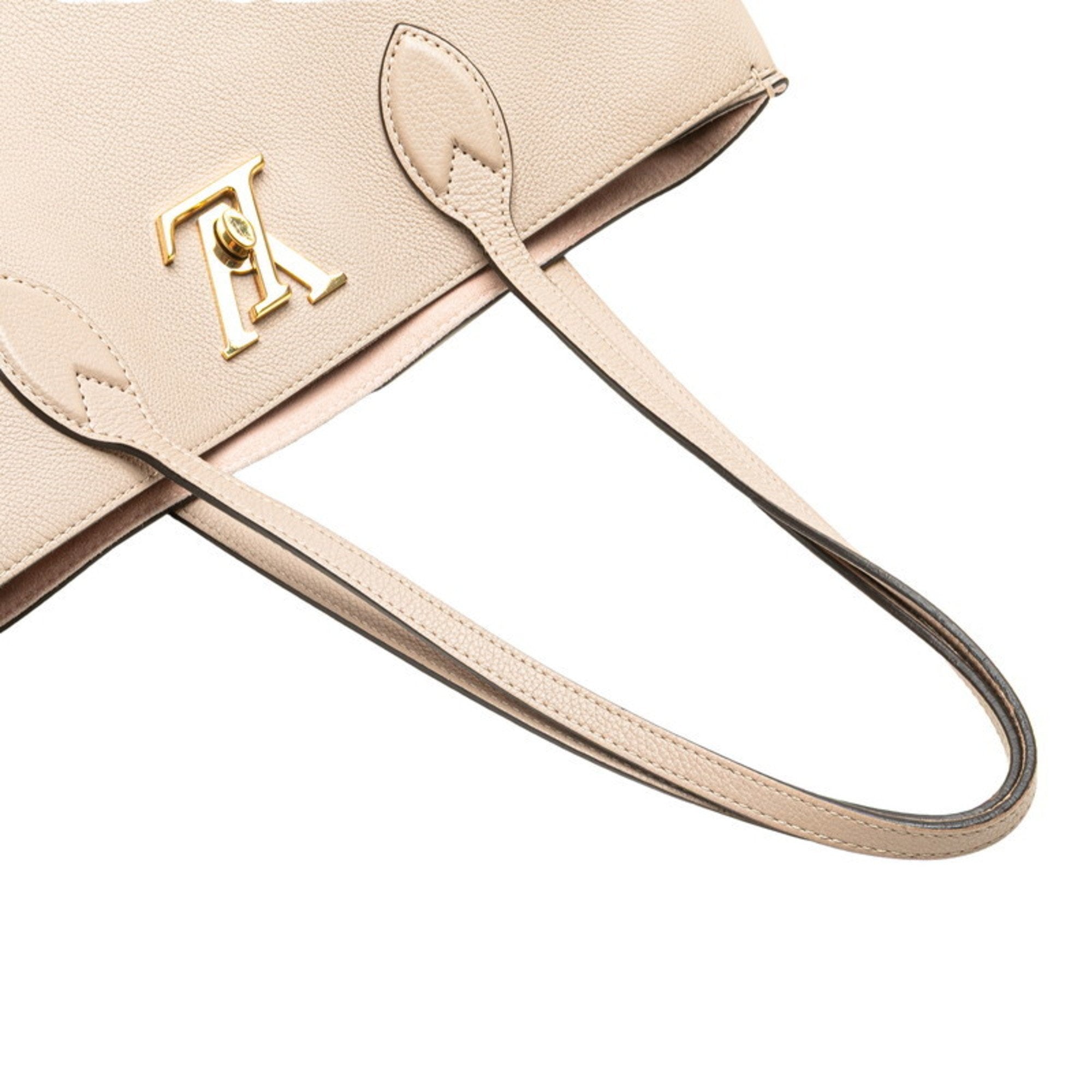 Louis Vuitton Beige Grayish Leather Shoulder Bag Tote Bag
