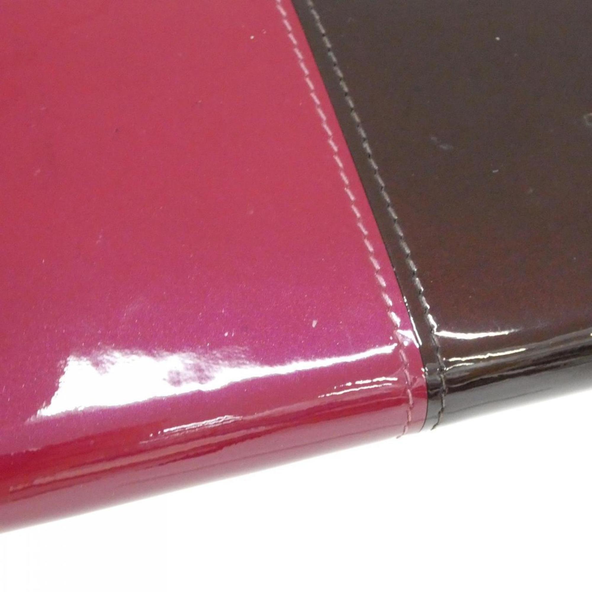 Louis Vuitton Dark Brown Magenta Pink Leather Long Wallet