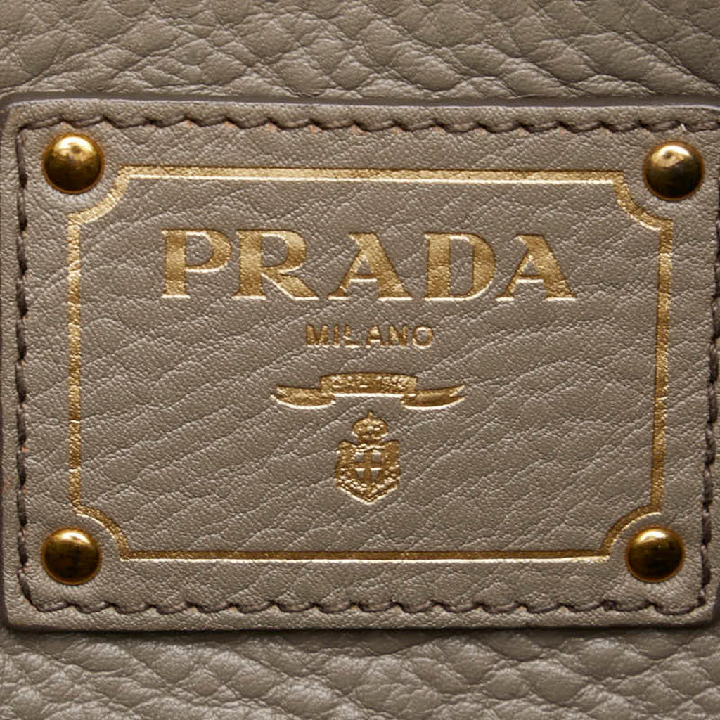 Prada Gray Leather Handbag Shoulder Bag
