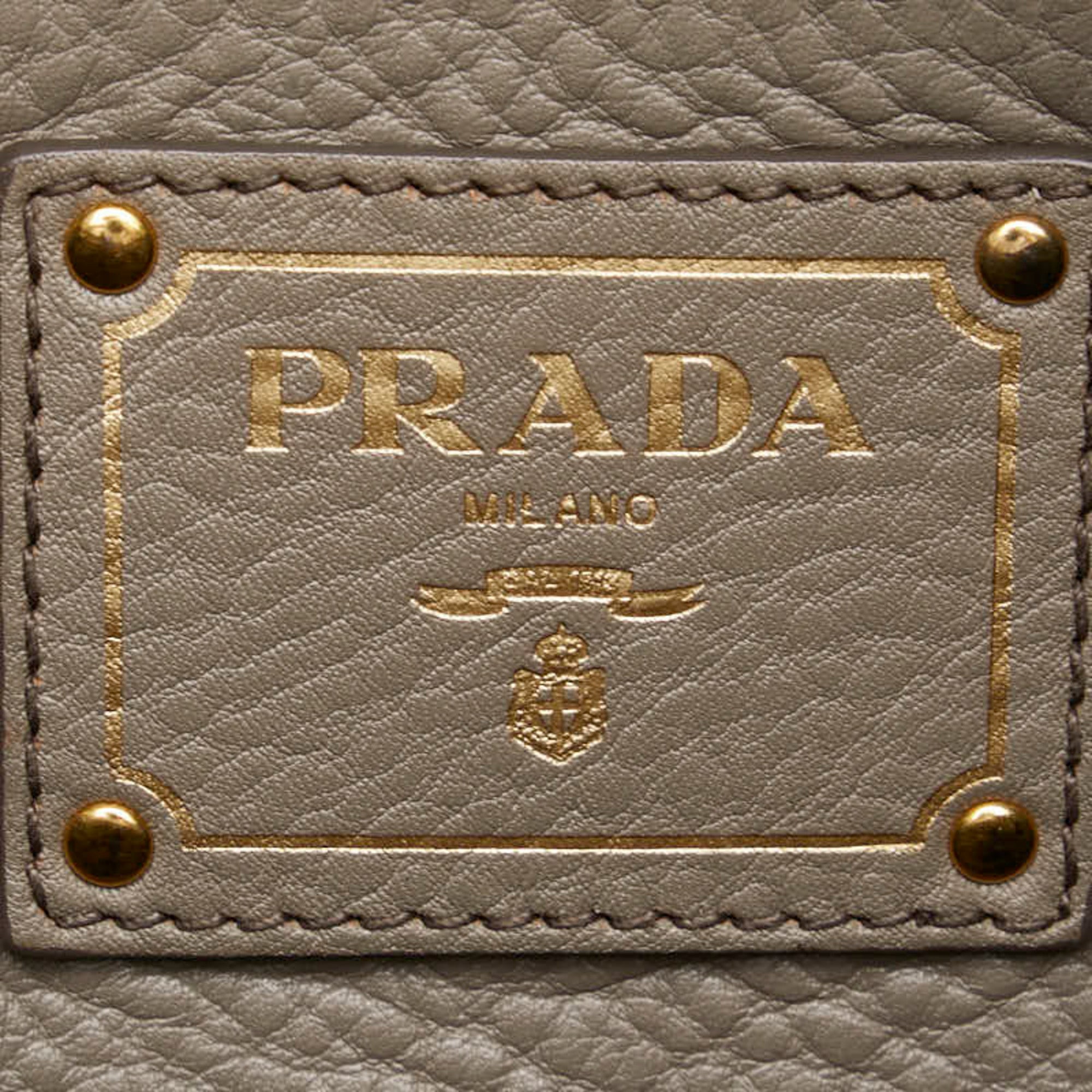 Prada Gray Leather Handbag Shoulder Bag