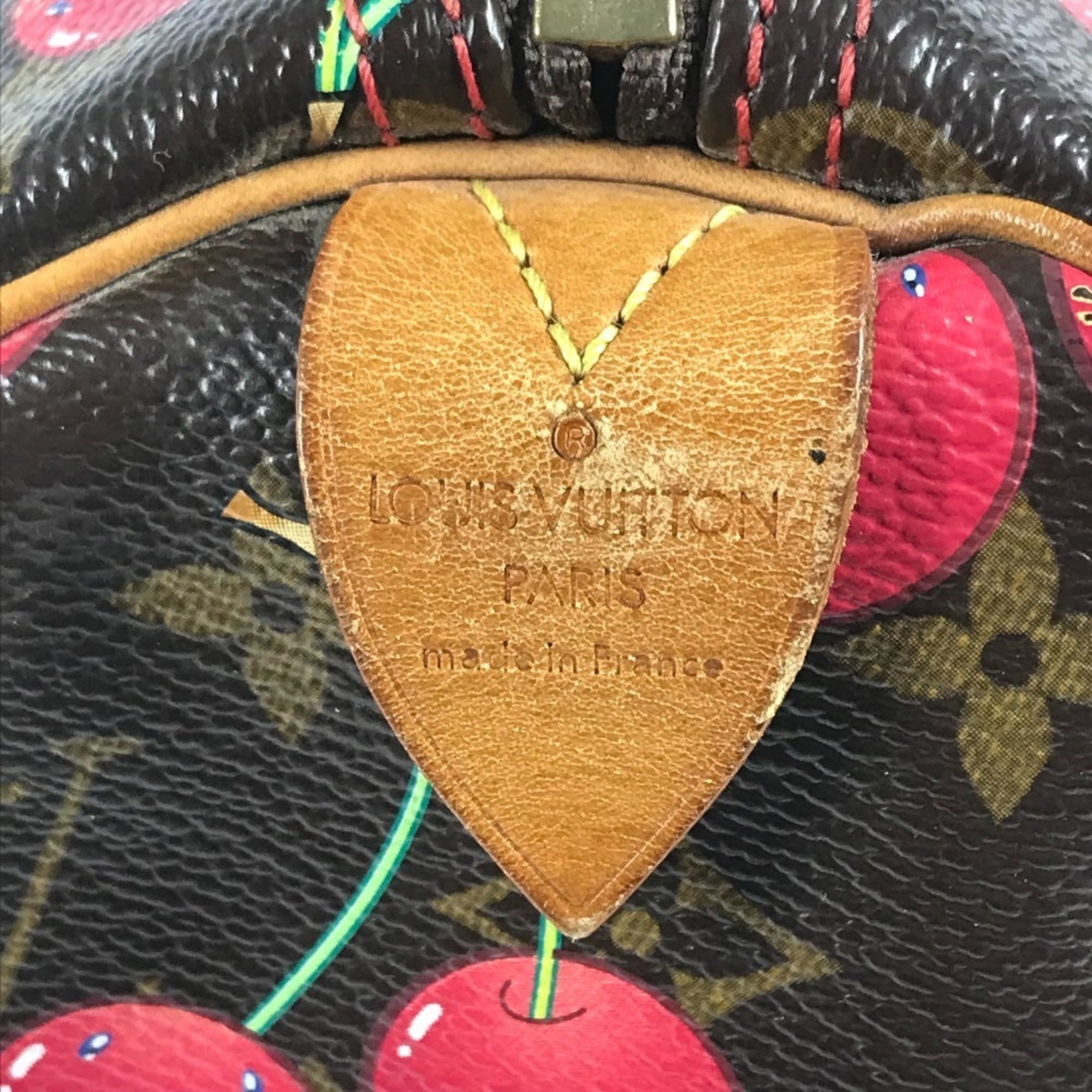 Louis Vuitton Brown Monogram Cherry Red Color Monogram Boston Bag