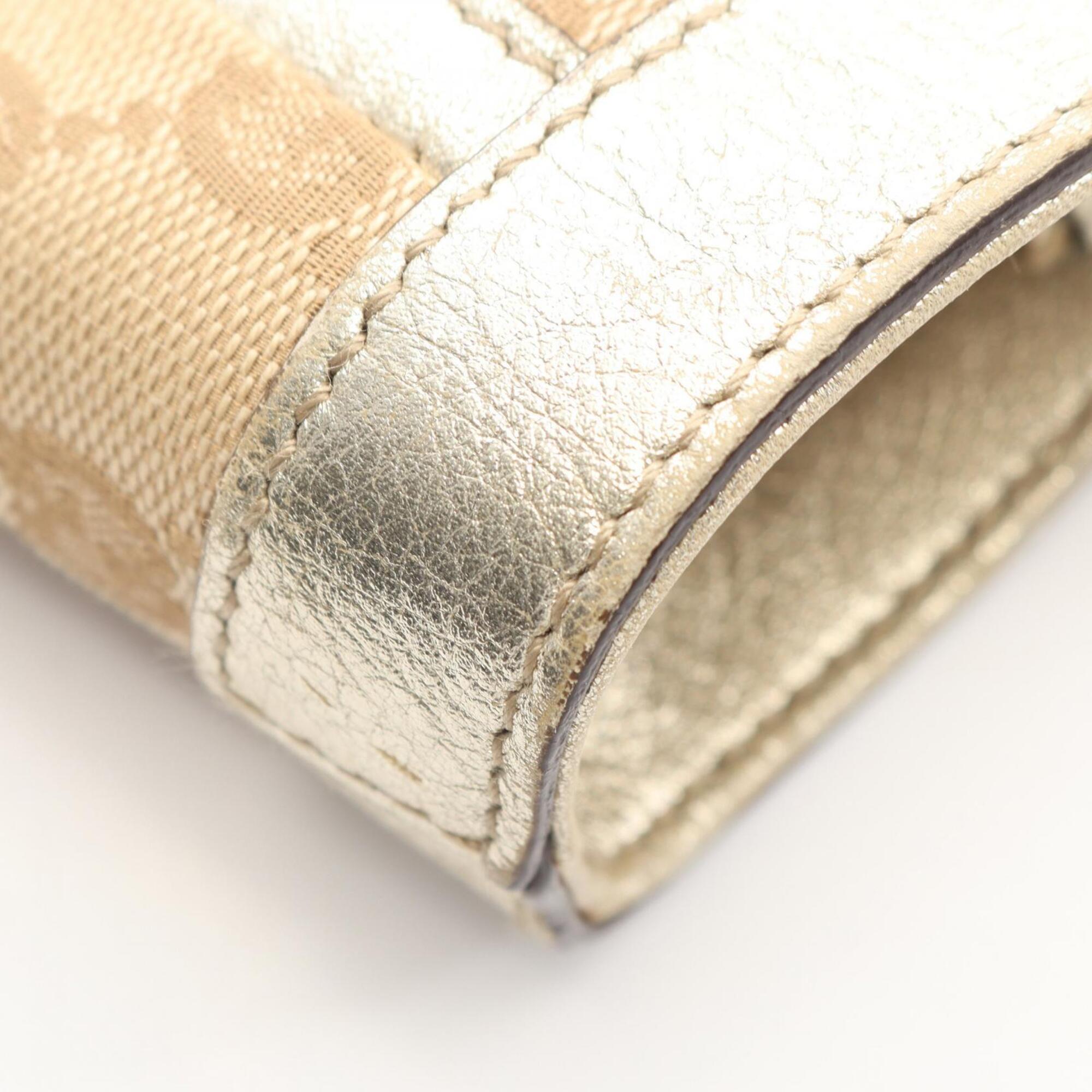 Gucci Beige Canvas Leather Handbag Tote Bag (Pre-Owned)