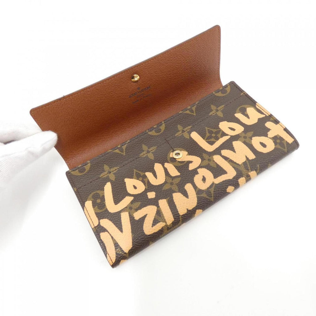 Louis Vuitton Monogram Graffiti Marron Peach Coated Canvas Long Wallet