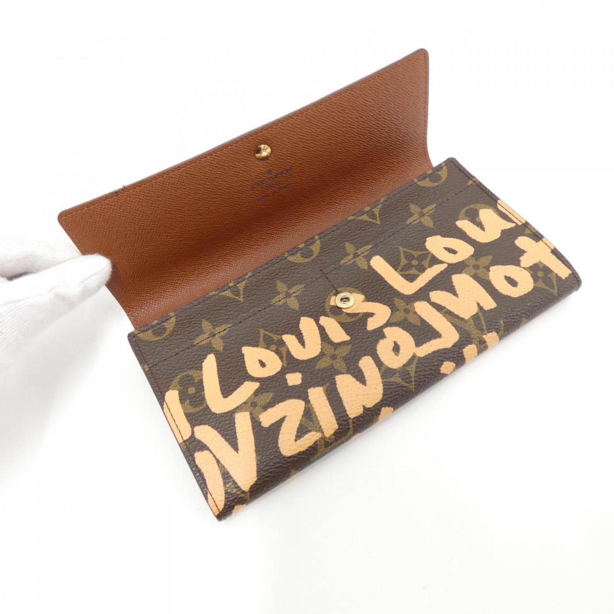 Louis Vuitton Monogram Graffiti Marron Peach Coated Canvas Long Wallet