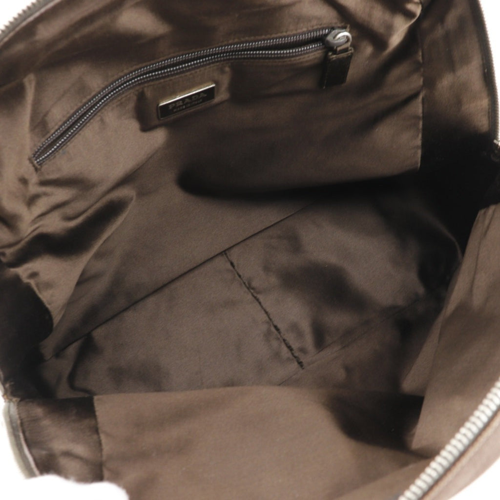 Prada Brown Canvas Boston Bag Tote Bag