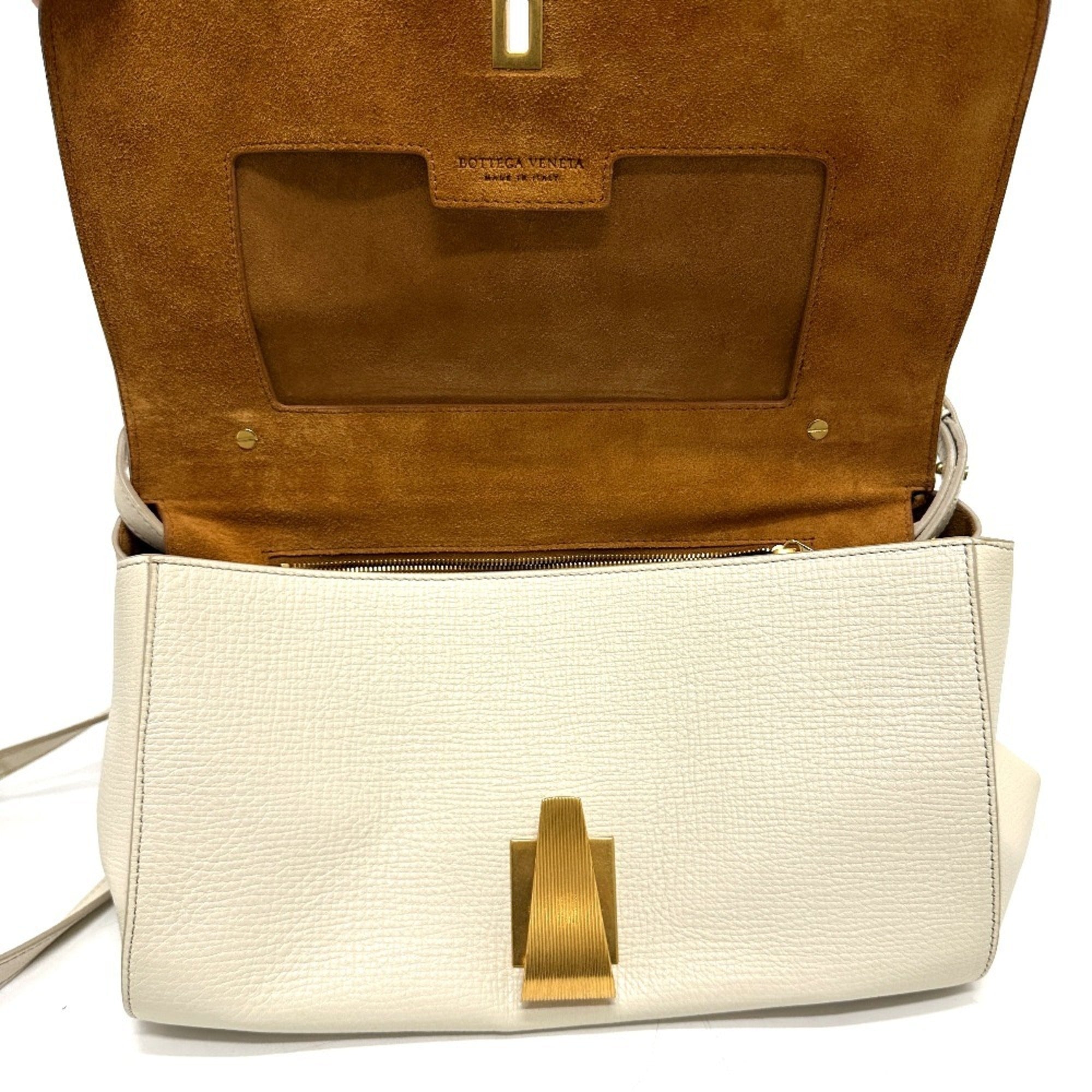 Bottega Veneta Ivory White Leather Shoulder Bag