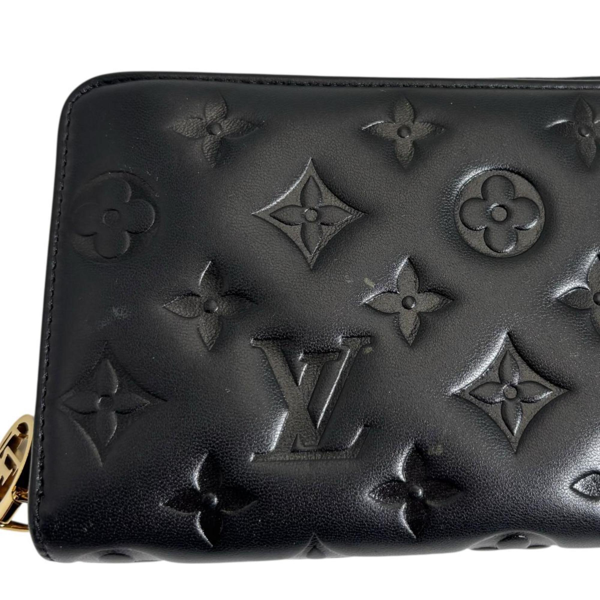 Louis Vuitton Monogram Black Noir Leather Long Wallet