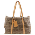 Fendi Brown Canvas Leather Boston Bag
