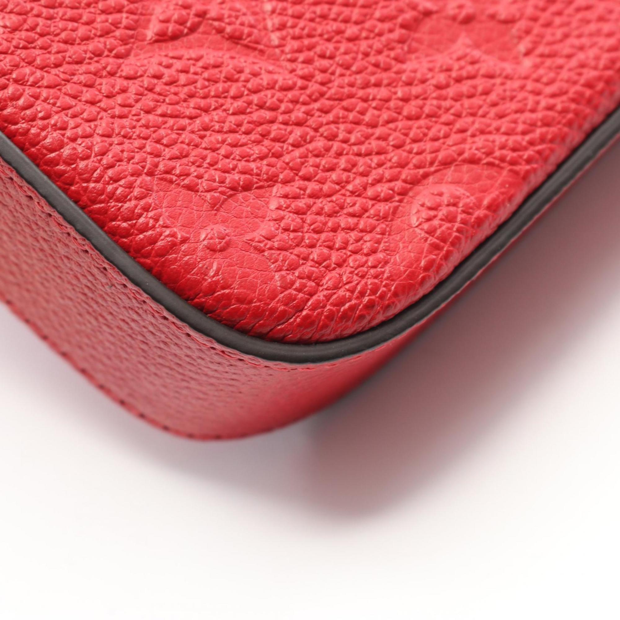Louis Vuitton Red Color Rouge Monogram Empreinte Leather Pochette Shoulder Bag