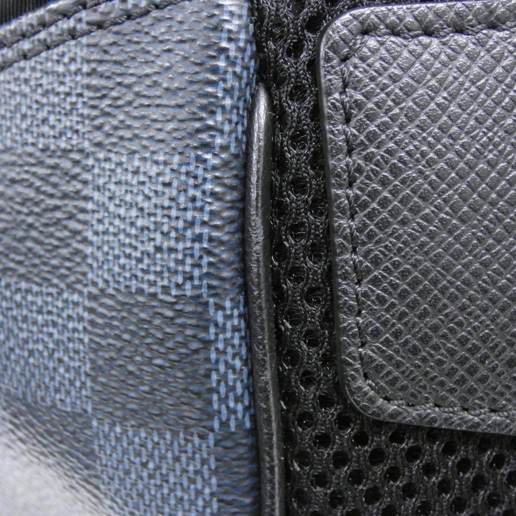 Louis Vuitton Black Cobalt Coated Canvas Leather Backpack