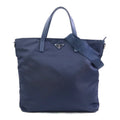 Prada Navy Nylon Leather Handbag Shoulder Bag