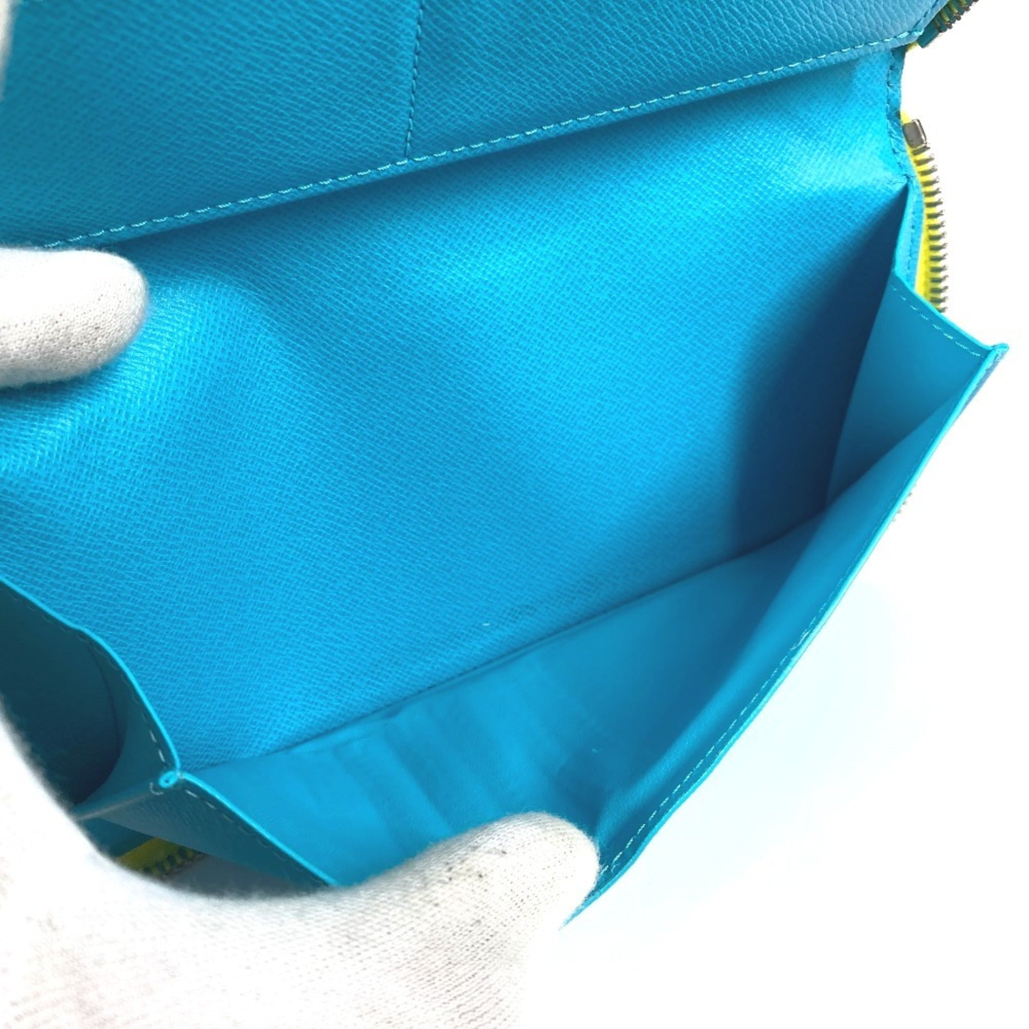 Louis Vuitton Monogram Blue Yellow Monogram Leather Long Wallet