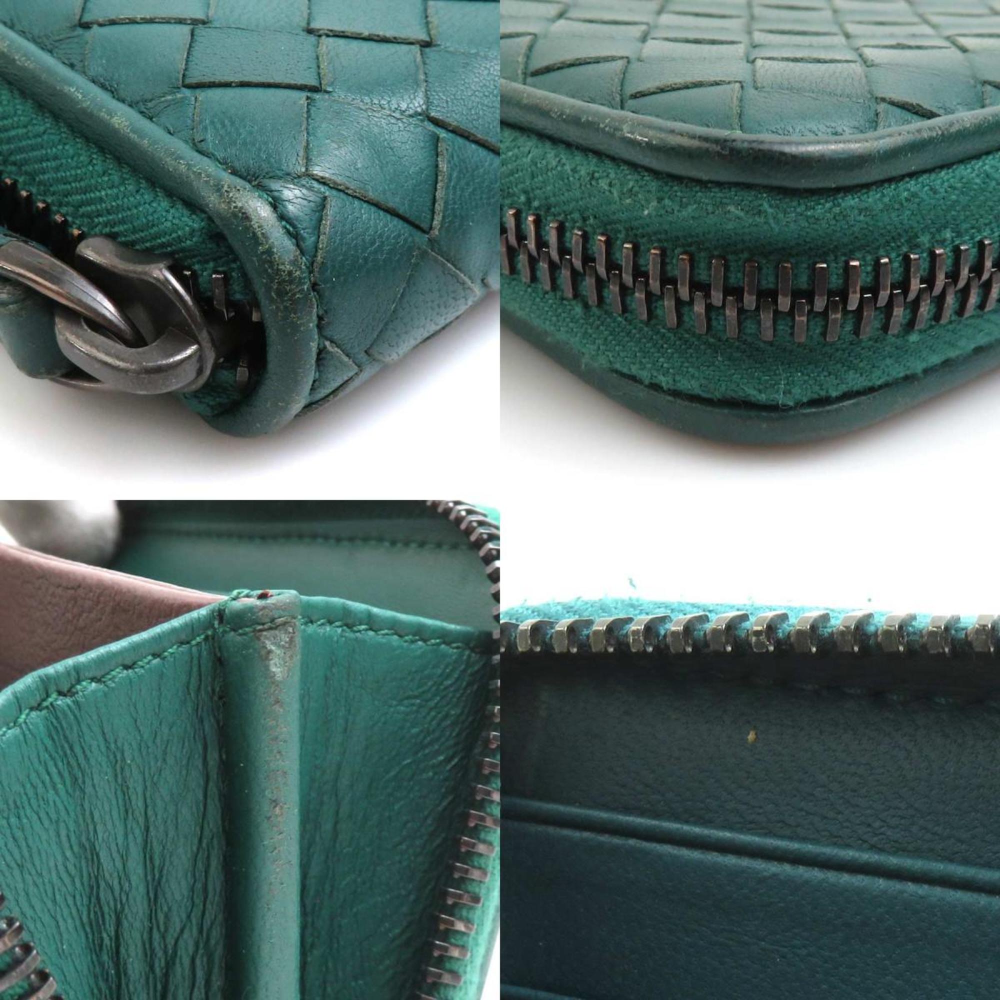 Bottega Veneta Dark Green Intrecciato Coin Purse/Coin Case